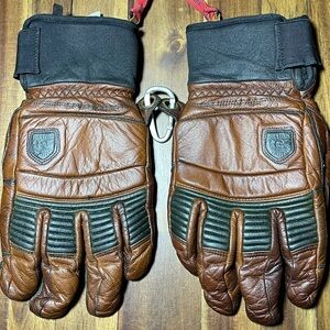 Hestra Men's Brown and Black Leather Ski Gloves